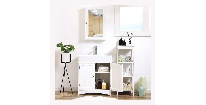 Meuble lavabo salle de bain coloris blanc collection CLEAN - Meuble de salle de bain