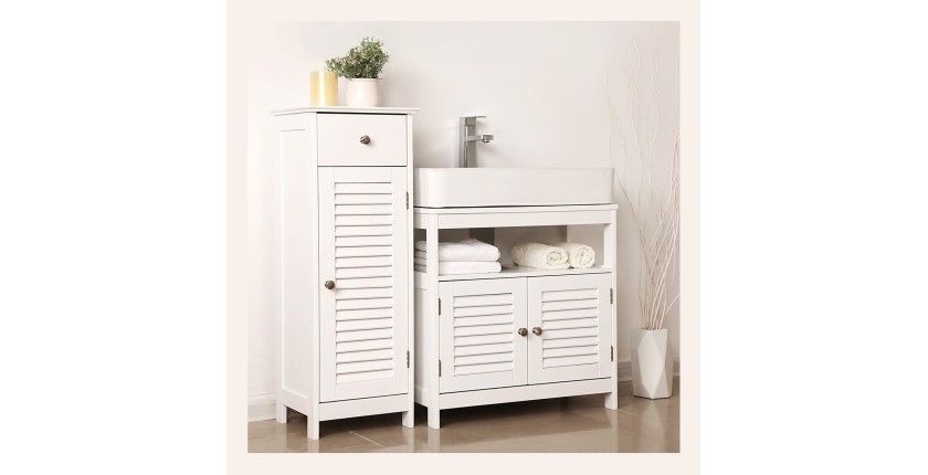Meuble sous lavabo coloris blanc collection CLEAN - Meuble de salle de bain
