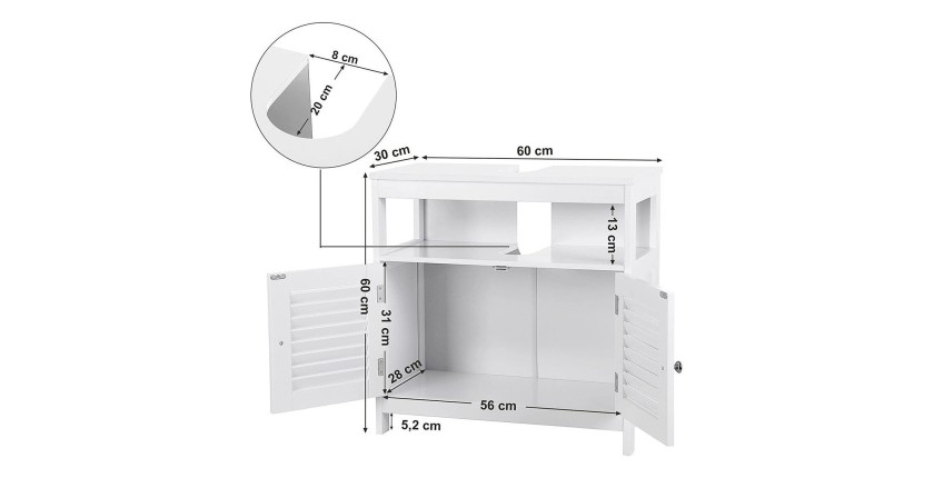 Meuble sous lavabo coloris blanc collection CLEAN - Meuble de salle de bain
