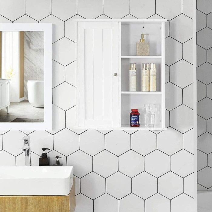 Armoire suspendue pour salle de bain coloris blanc collection CLEAN