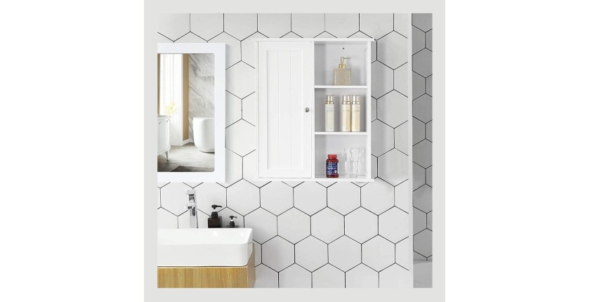 Armoire suspendue pour salle de bain coloris blanc collection CLEAN