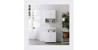Armoire suspendue deux portes et une niche pour salle de bain coloris blanc collection CLEAN