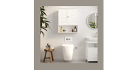 Armoire suspendue deux portes et une niche pour salle de bain coloris blanc collection CLEAN