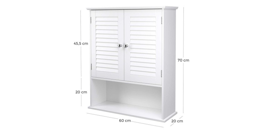 Armoire suspendue deux portes et une niche pour salle de bain coloris blanc collection CLEAN