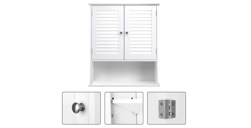 Armoire suspendue deux portes et une niche pour salle de bain coloris blanc collection CLEAN