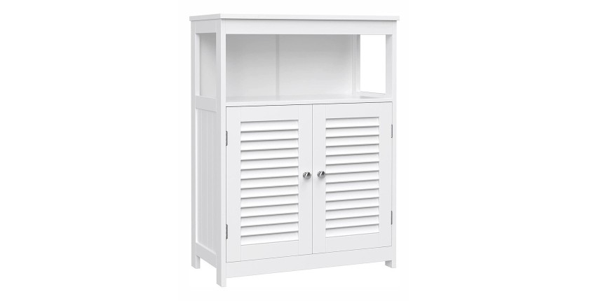 Placard deux portes style persienne et une niche pour salle de bain coloris blanc collection CLEAN
