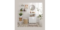 Placard deux portes style persienne et une niche pour salle de bain coloris blanc collection CLEAN