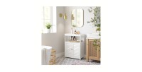 Placard deux portes style persienne et une niche pour salle de bain coloris blanc collection CLEAN