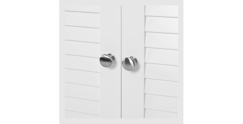 Placard deux portes style persienne et une niche pour salle de bain coloris blanc collection CLEAN