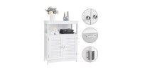 Placard deux portes style persienne et une niche pour salle de bain coloris blanc collection CLEAN