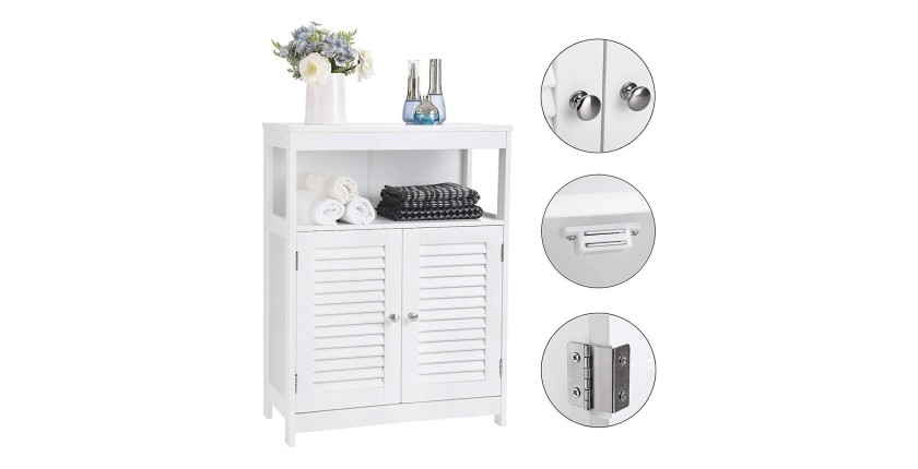 Placard deux portes style persienne et une niche pour salle de bain coloris blanc collection CLEAN