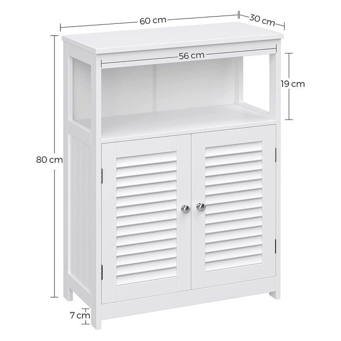 Placard deux portes style persienne et une niche pour salle de bain coloris blanc collection CLEAN