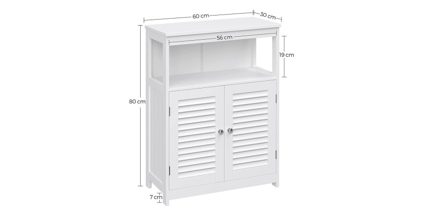 Placard deux portes style persienne et une niche pour salle de bain coloris blanc collection CLEAN