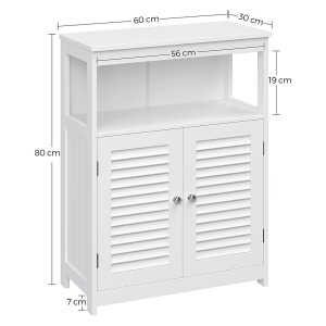 Placard deux portes style persienne et une niche pour salle de bain coloris blanc collection CLEAN