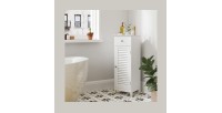 Meuble de rangement pour salle de bain un tiroir et une porte battante coloris blanc collection CLEAN