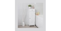 Meuble de rangement pour salle de bain un tiroir et une porte battante coloris blanc collection CLEAN