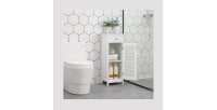 Meuble de rangement pour salle de bain un tiroir et une porte battante coloris blanc collection CLEAN