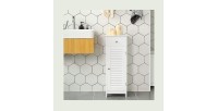 Meuble de rangement pour salle de bain un tiroir et une porte battante coloris blanc collection CLEAN