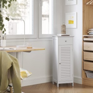 Meuble de rangement pour salle de bain un tiroir et une porte battante coloris blanc collection CLEAN
