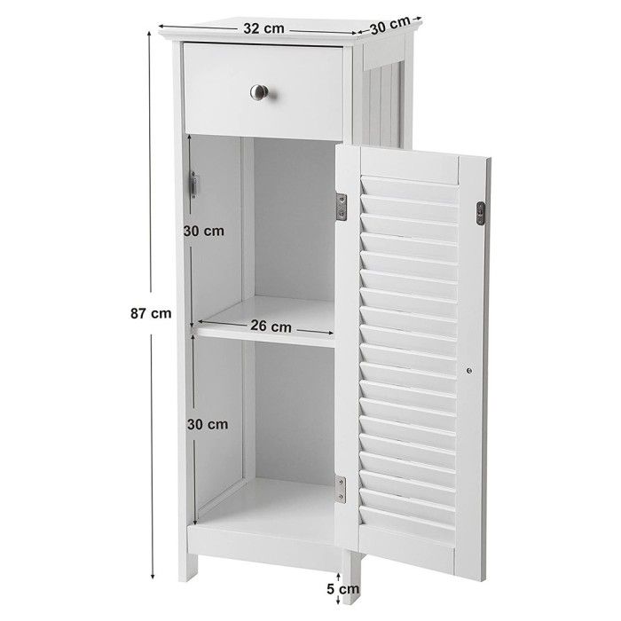 Meuble de rangement pour salle de bain un tiroir et une porte battante coloris blanc collection CLEAN