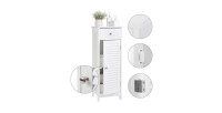 Meuble de rangement pour salle de bain un tiroir et une porte battante coloris blanc collection CLEAN