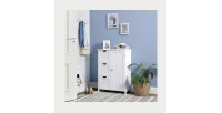 Meuble de rangement pour salle de bain trois tiroirs et une porte coloris blanc collection CLEAN