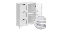 Meuble de rangement pour salle de bain trois tiroirs et une porte coloris blanc collection CLEAN