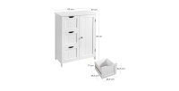 Meuble de rangement pour salle de bain trois tiroirs et une porte coloris blanc collection CLEAN