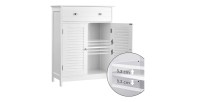 Meuble de rangement pour salle de bain un tiroir et deux portes style persienne coloris blanc collection CLEAN
