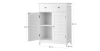 Meuble de rangement pour salle de bain un tiroir et deux portes style persienne coloris blanc collection CLEAN