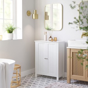 Placard de salle de bain collection CLEAN coloris blanc. Deux portes battantes