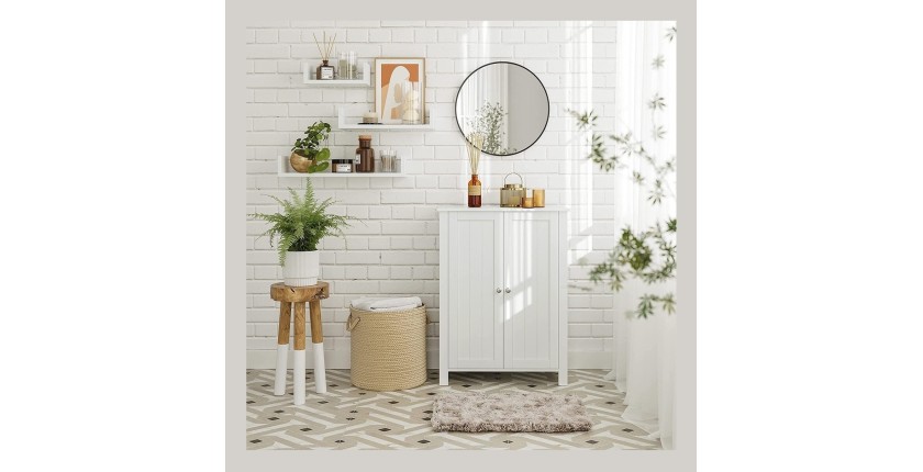 Placard de salle de bain collection CLEAN coloris blanc. Deux portes battantes