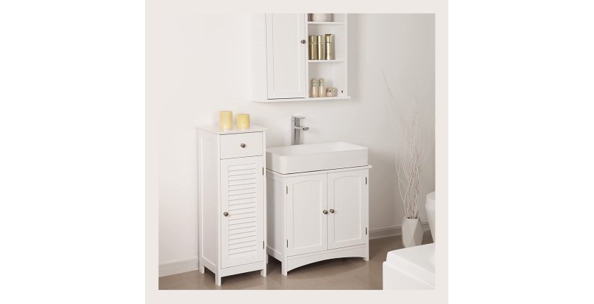 Ensemble de trois meubles de salle de bain collection CLEAN coloris blanc.