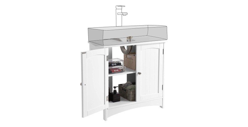 Ensemble de trois meubles de salle de bain collection CLEAN coloris blanc.