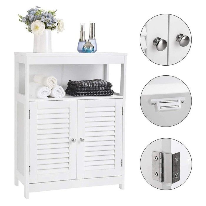 Ensemble de deux meubles de salle de bain collection CLEAN coloris blanc.