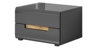 Ensemble Lit 160x200 plus 2 Chevets. Collection LUCIA. Couleur gris et chêne.