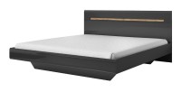 Ensemble Lit 160x200 plus 2 Chevets. Collection LUCIA. Couleur gris et chêne.