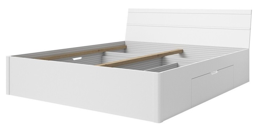 Ensemble Lit 180x200 et Chevets collection EOS. Couleur blanc mat.