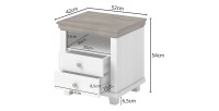 Chambre à coucher ASSIA : Armoire 150cm, Lit 160x200, commode, chevets. Coloris blanc et  chêne.