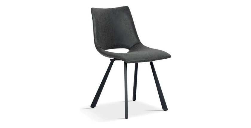 Chaises de salle à manger en cuir PU noir MIMI