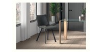 Chaises de salle à manger en cuir PU noir MIMI