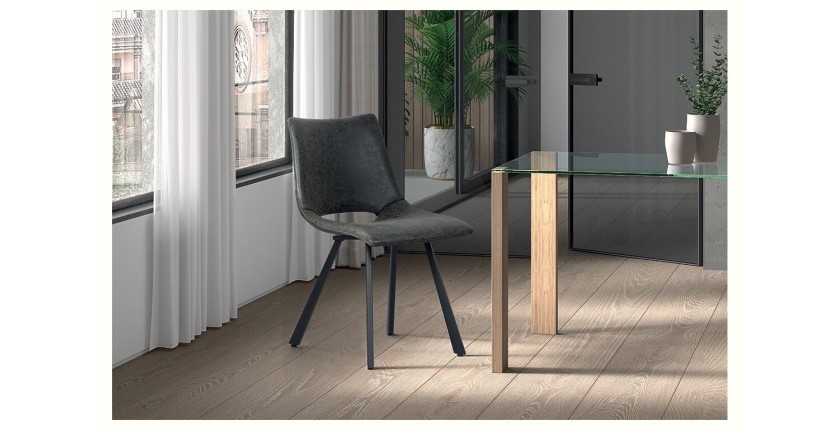 Chaises de salle à manger en cuir PU noir MIMI