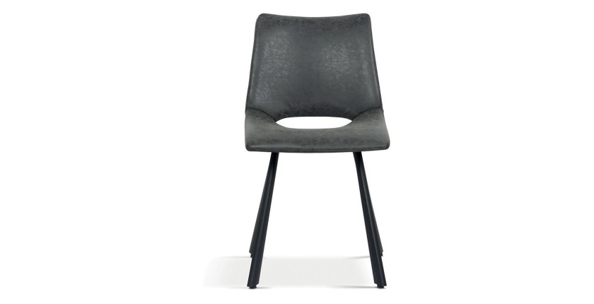 Chaises de salle à manger en cuir PU noir MIMI