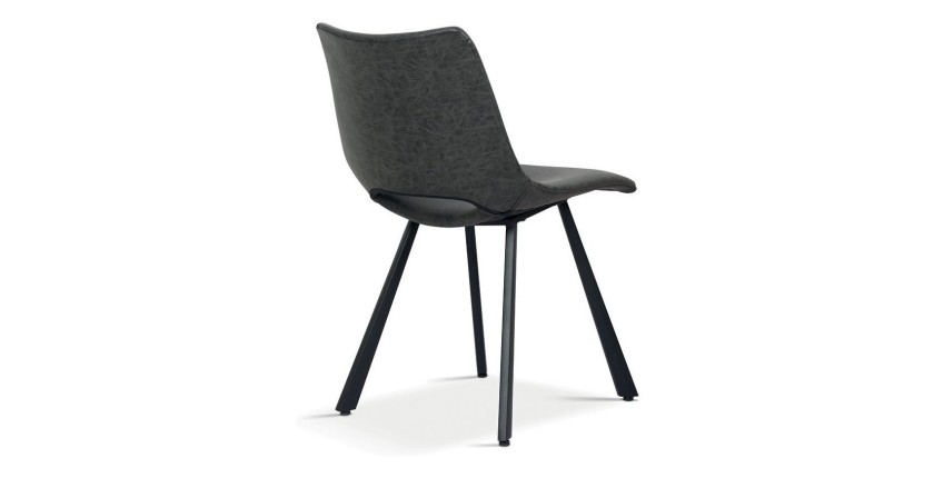 Chaises de salle à manger en cuir PU noir MIMI