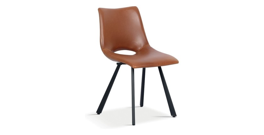Chaises de salle à manger en cuir PU cognac MIMI