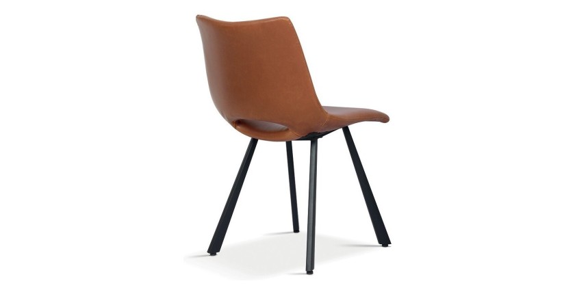 Chaises de salle à manger en cuir PU cognac MIMI