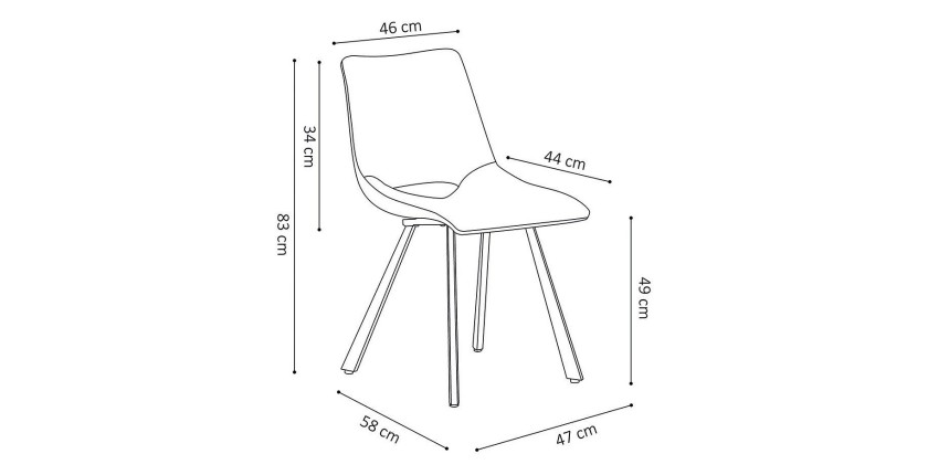 Chaises de salle à manger en cuir PU cognac MIMI