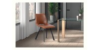 Chaises de salle à manger en cuir PU cognac MIMI