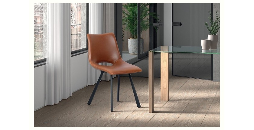 Chaises de salle à manger en cuir PU cognac MIMI