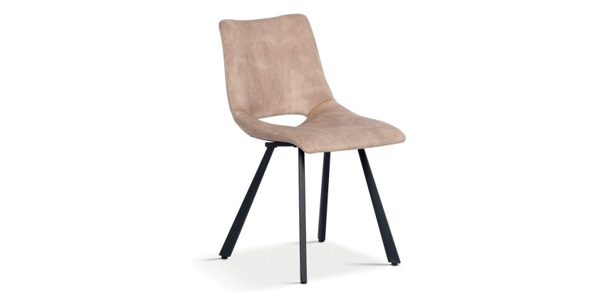 Chaises de salle à manger en cuir PU beige MIMI